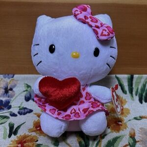NEW Valentine's Day Sanrio Hello Kitty TY Beanie Babies Heart Dress Plush Toy